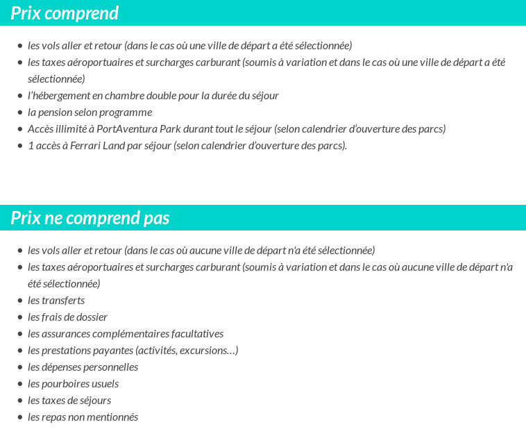 Conditions tarifaires