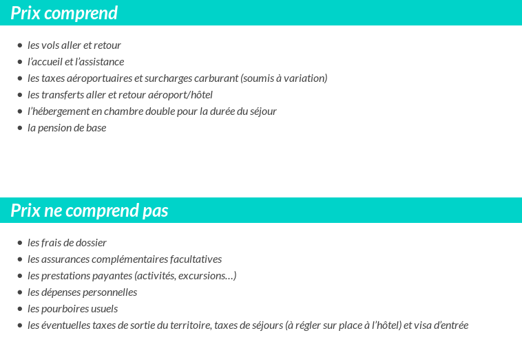 Conditions tarifaires