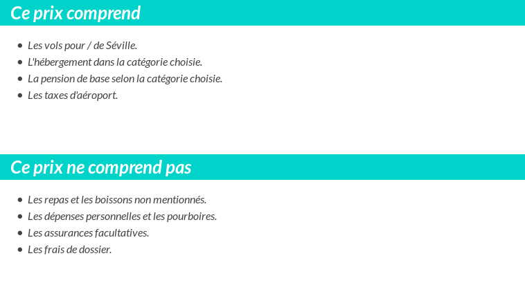 Conditions tarifaires