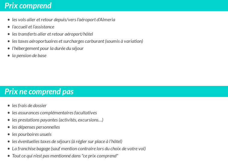 Conditions tarifaires