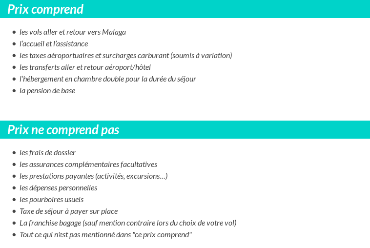 Conditions tarifaires