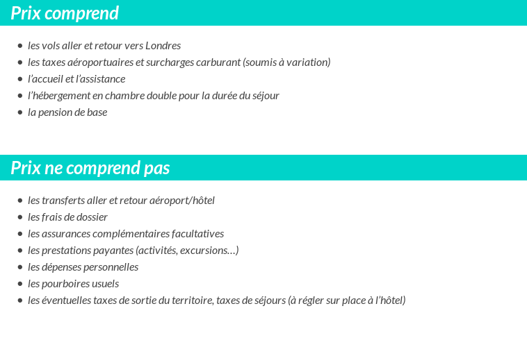 Conditions tarifaires