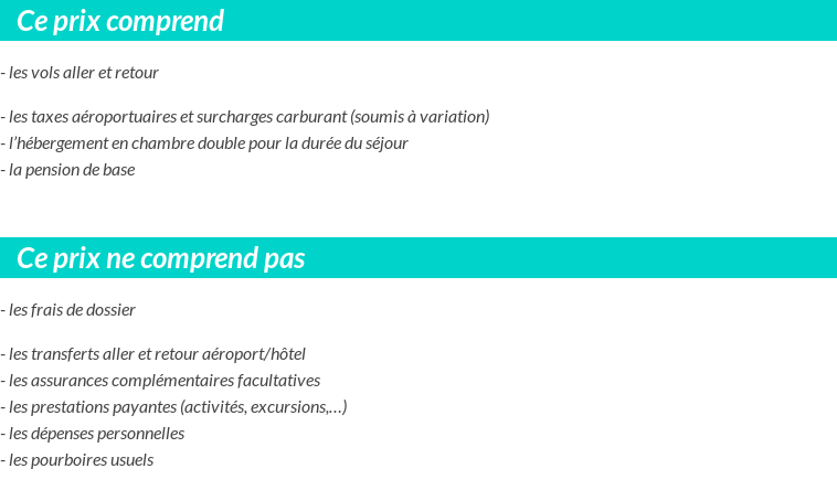 Conditions tarifaires