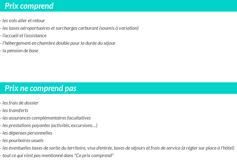 Conditions tarifaires