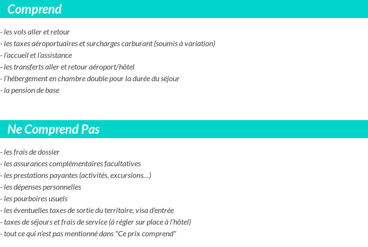 Conditions tarifaires
