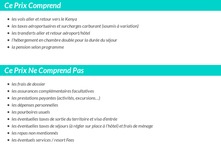 Conditions tarifaires