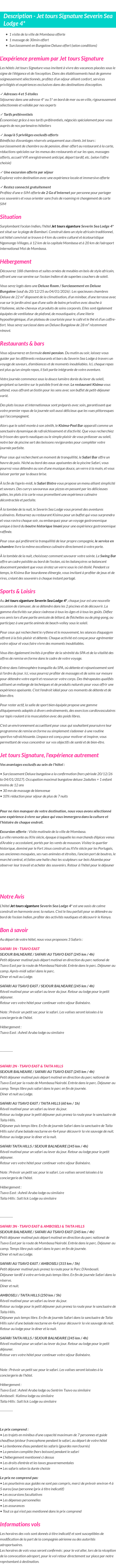 Détails du séjour
