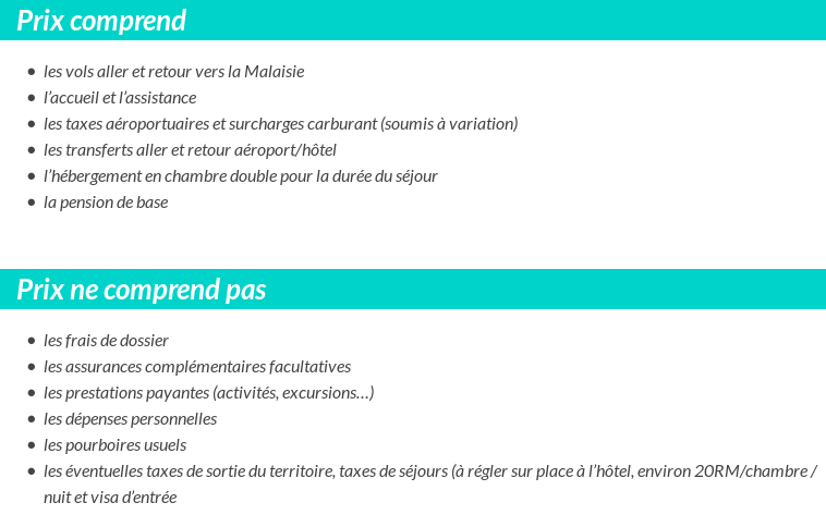 Conditions tarifaires