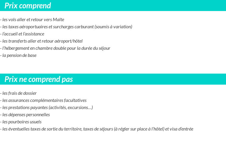 Conditions tarifaires