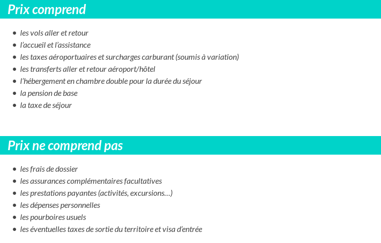 Conditions tarifaires