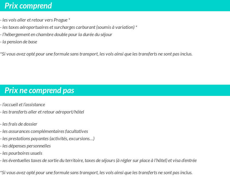 Conditions tarifaires