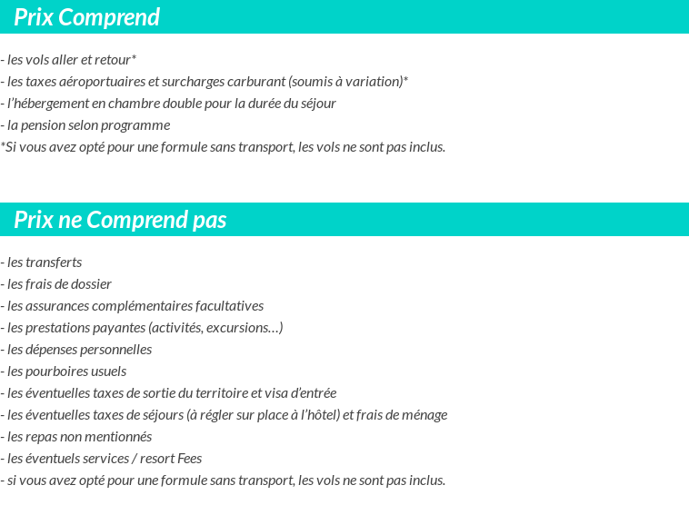Conditions tarifaires