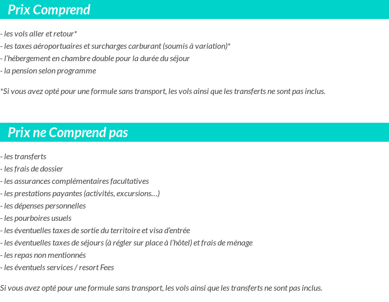 Conditions tarifaires