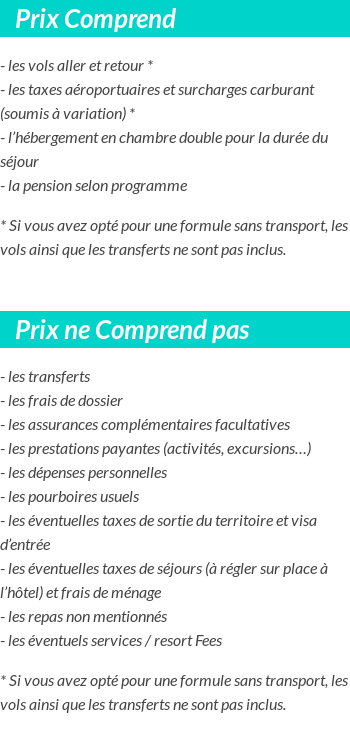 Conditions tarifaires