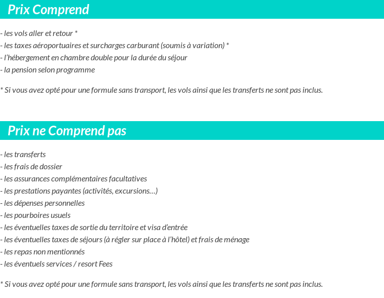 Conditions tarifaires