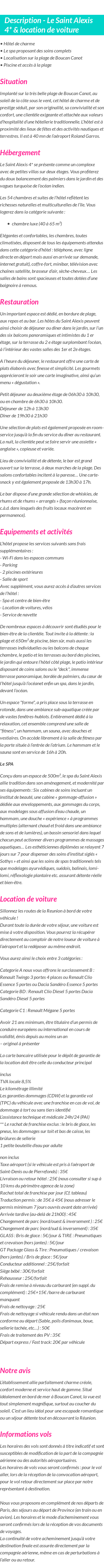 Détails du séjour