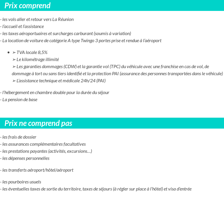 Conditions tarifaires