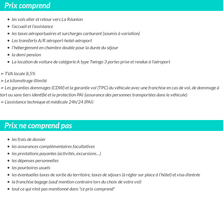 Conditions tarifaires