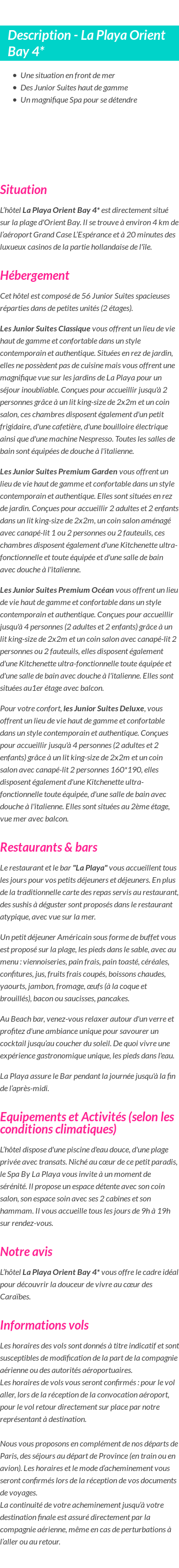 Détails du séjour
