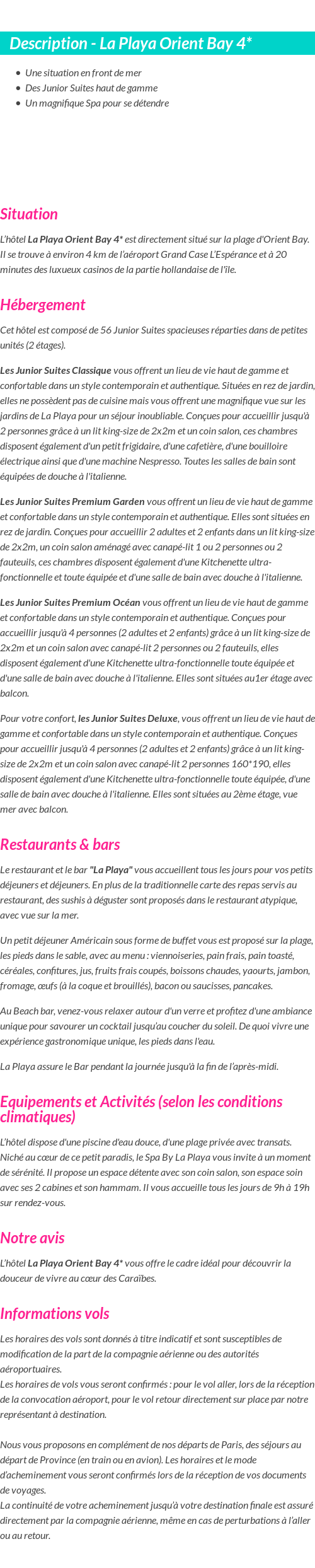 Détails du séjour
