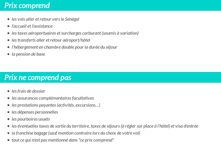 Conditions tarifaires