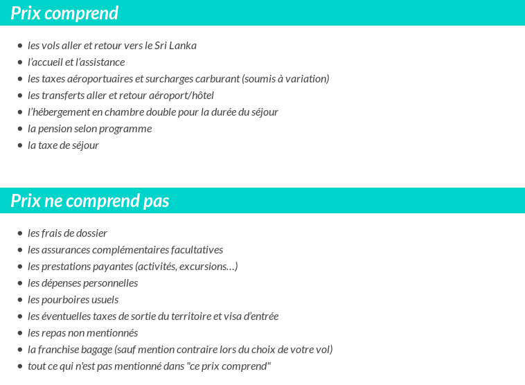 Conditions tarifaires