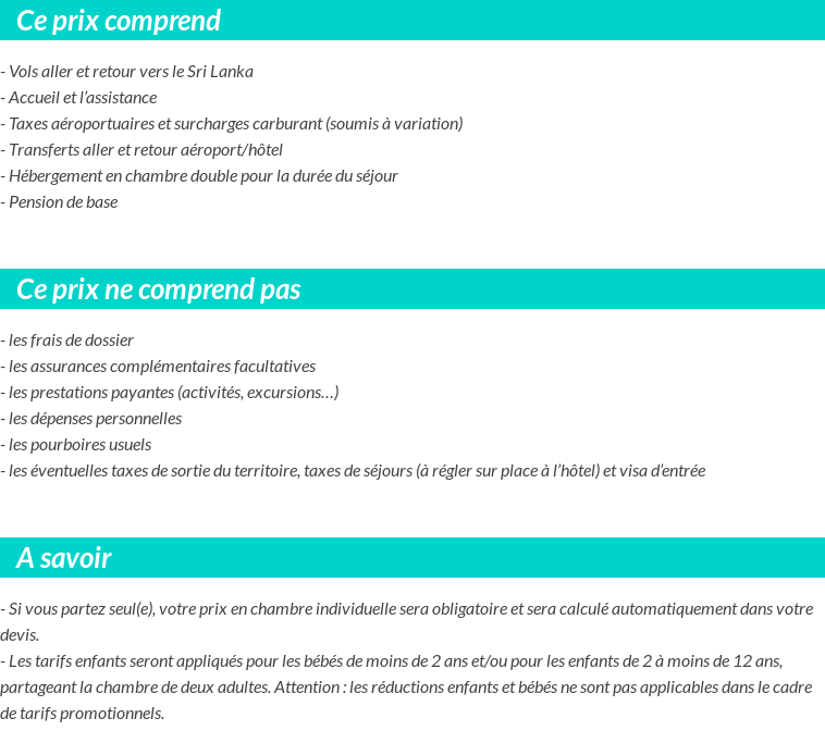 Conditions tarifaires