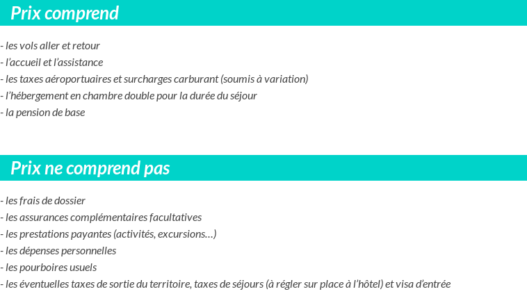 Conditions tarifaires