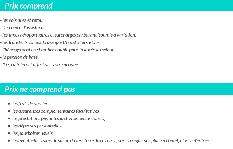 Conditions tarifaires