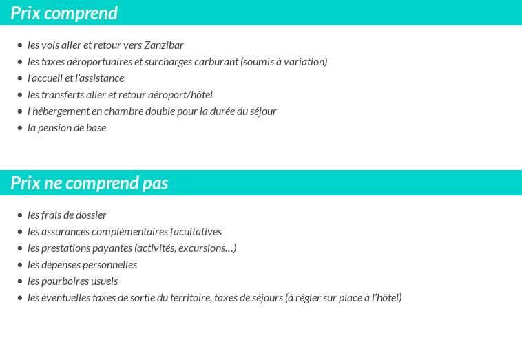Conditions tarifaires
