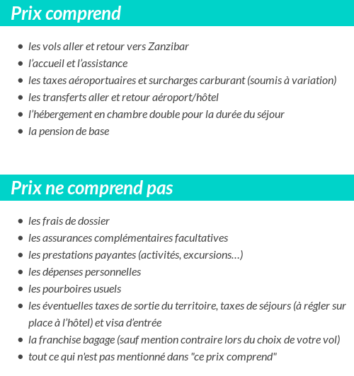 Conditions tarifaires