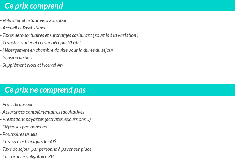 Conditions tarifaires