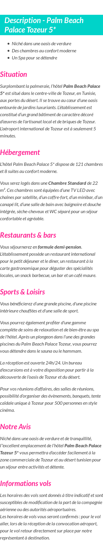 Détails du séjour