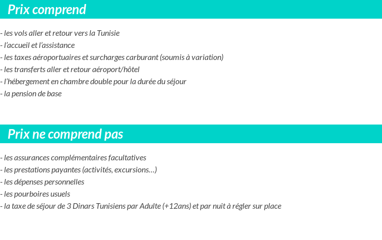 Conditions tarifaires