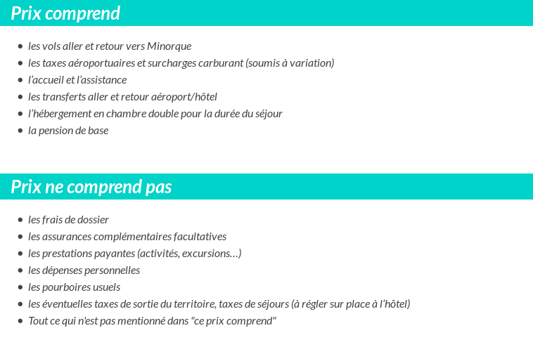 Conditions tarifaires