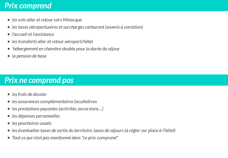 Conditions tarifaires