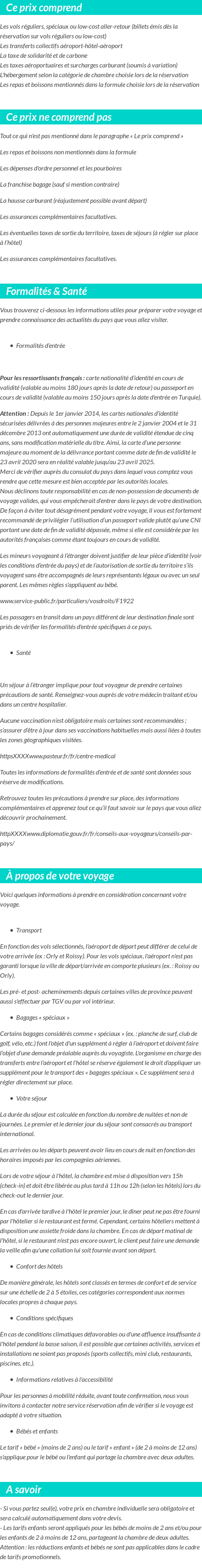 Conditions tarifaires