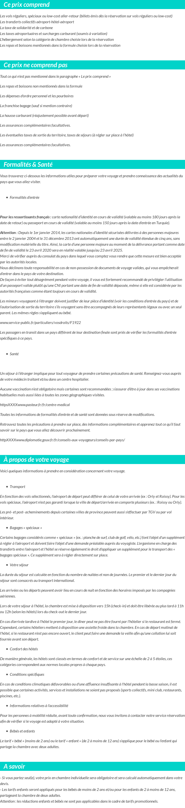 Conditions tarifaires