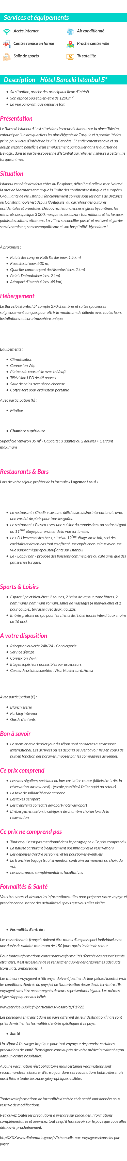 Détails du séjour