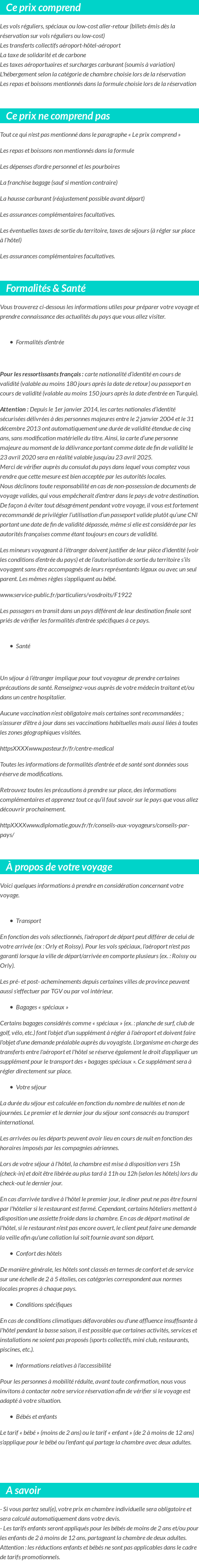 Conditions tarifaires
