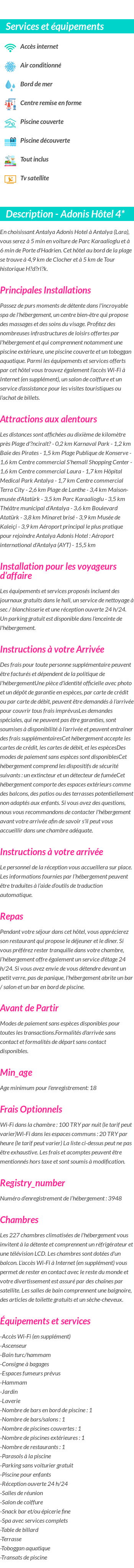 Détails du séjour