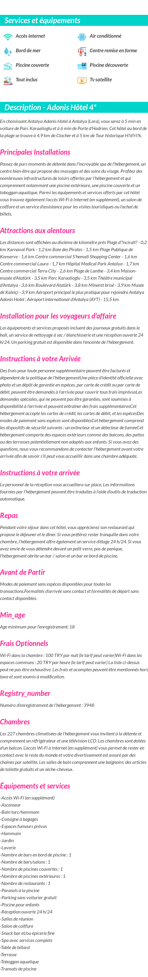 Détails du séjour