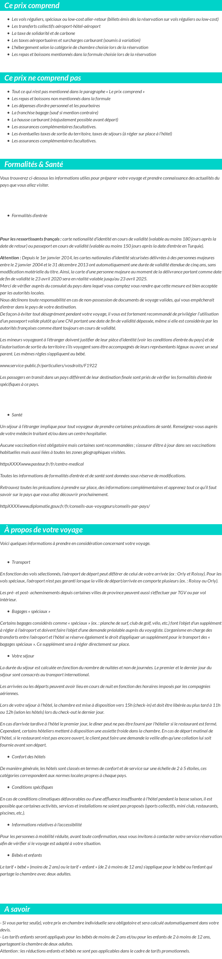 Conditions tarifaires