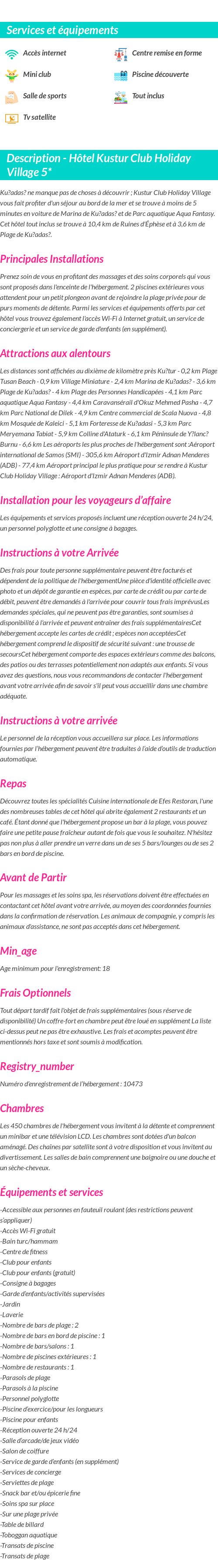 Détails du séjour