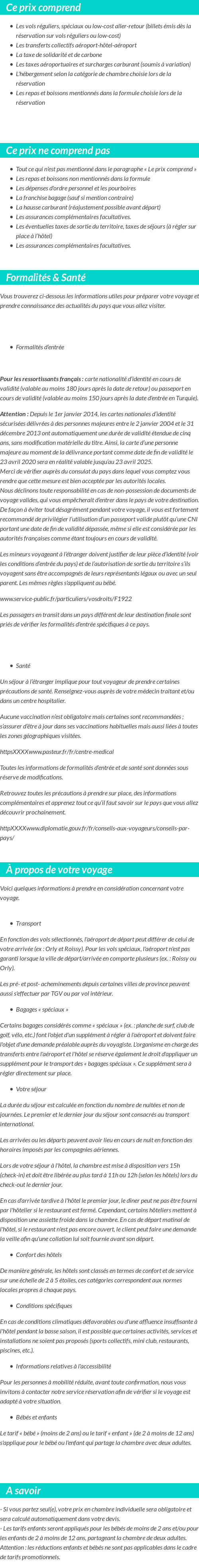 Conditions tarifaires