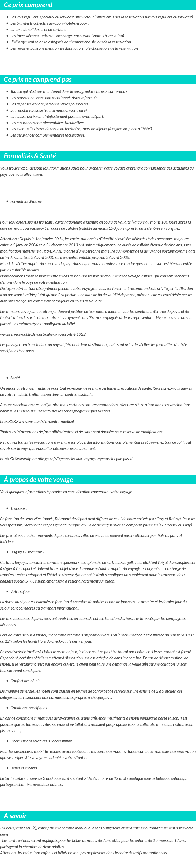Conditions tarifaires