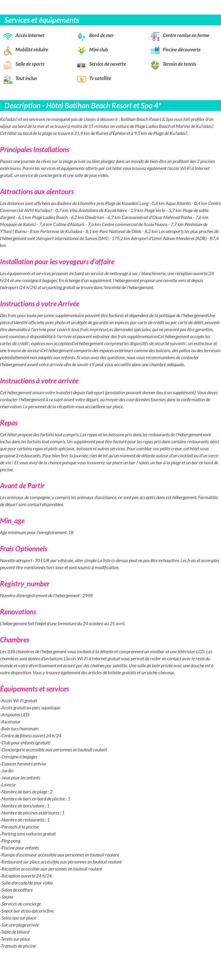Détails du séjour