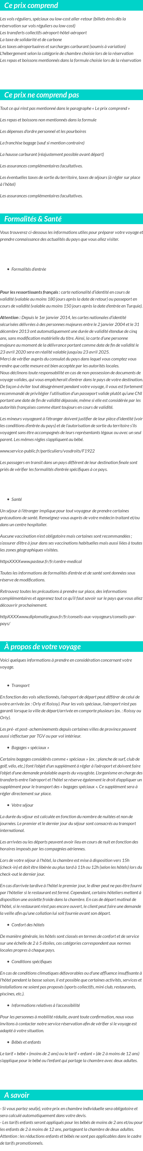 Conditions tarifaires