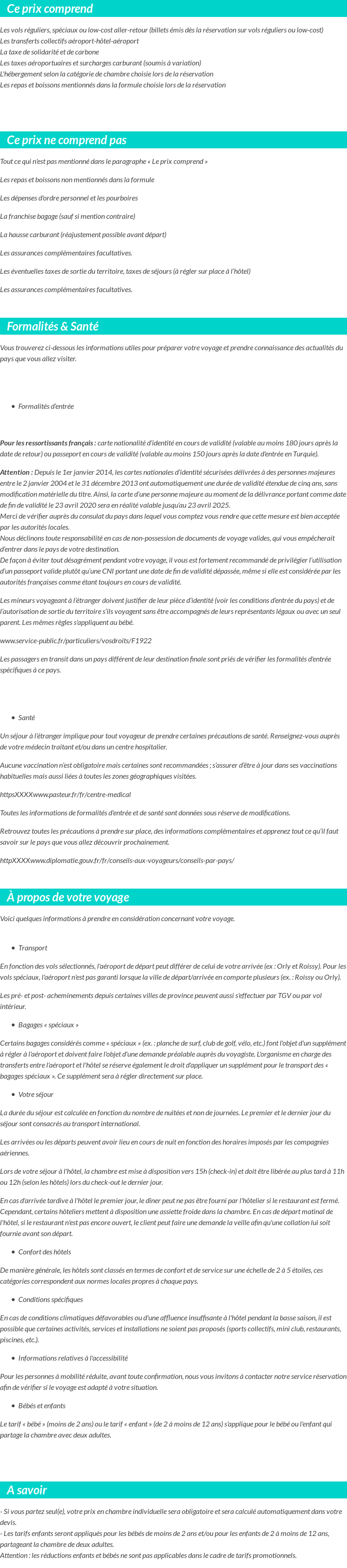 Conditions tarifaires