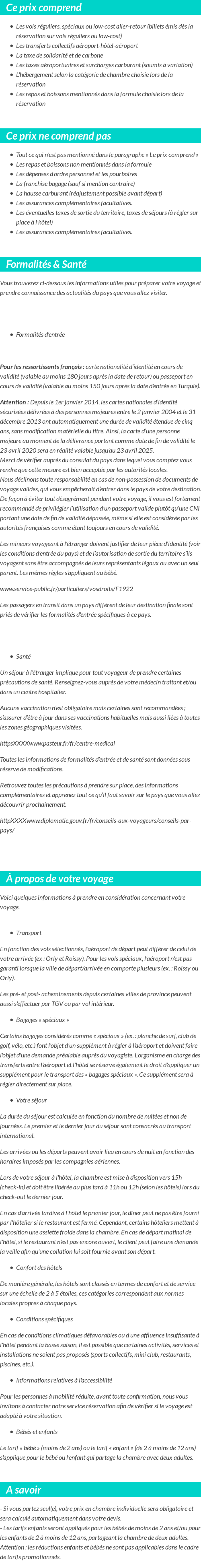 Conditions tarifaires